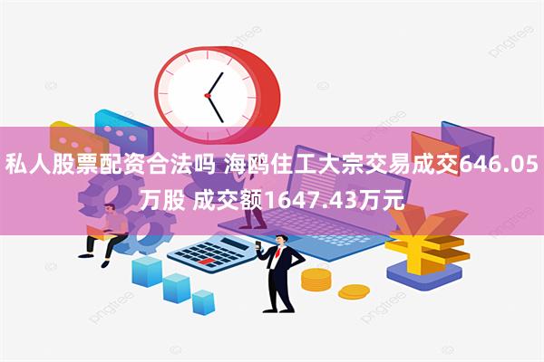 私人股票配资合法吗 海鸥住工大宗交易成交646.05万股 成交额1647.43万元