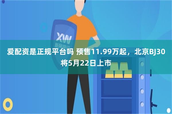 爱配资是正规平台吗 预售11.99万起，北京BJ30将5